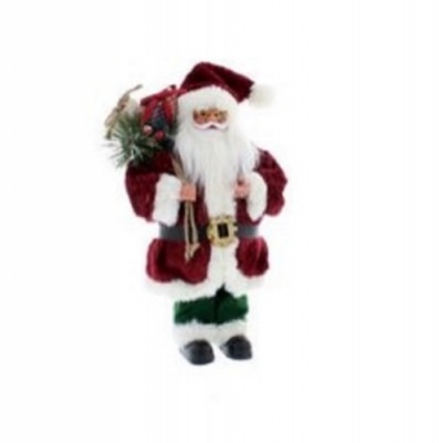Festive Standing Santa with Burgundy Coat 43cm P030163