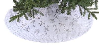 Festive White with Silver Snowflakes Tree Skirt 90cm P030915