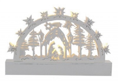 Festive 23cm Wooden Nativity Candle Bridge P031076