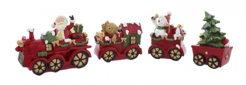 Festive Set of 4 Polyresin Character Train P031225