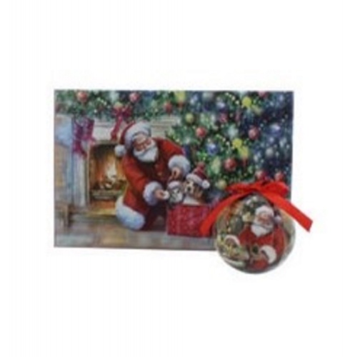 Festive 6 X 7.5cm Santa and Gifts Decoupage Balls P032334