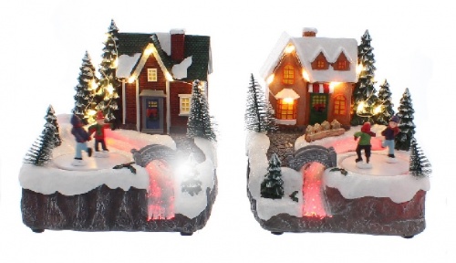 Festive Lit Christmas Village Scene - 2 Assorted P035187 **Please Read Description**